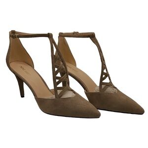 Nine West Primadona Ankle Strap Suede Taupe Pumps